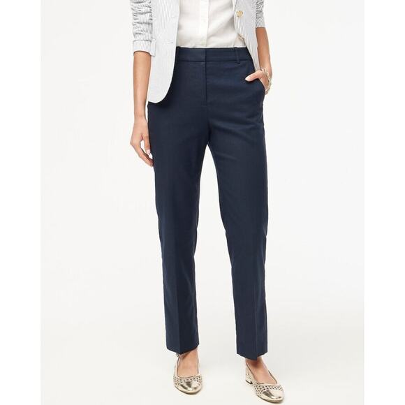 J. Crew Kallie Stretch Linen Blend Straight Leg Pant Navy Plus Size US 18 NWT - Picture 1 of 13
